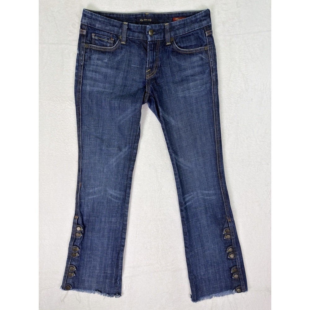Citizens Of‎ Humanity Jeans Womens 27 Blue Flared Fringe Button Accents Low Rise